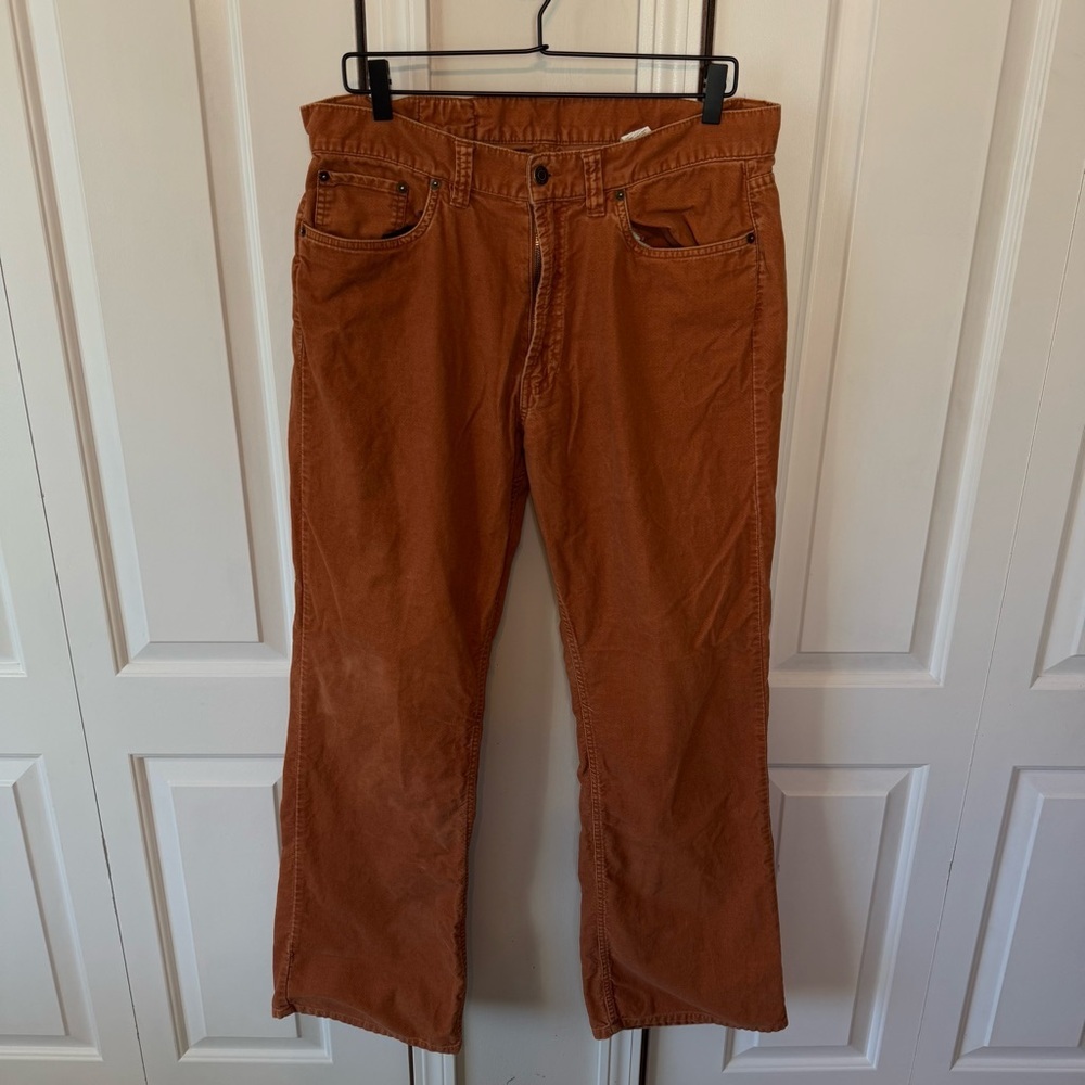 BDG Womens 34x32 Garment Dyed Rust/Orange Super Soft Moleskin Boot Cut Pants